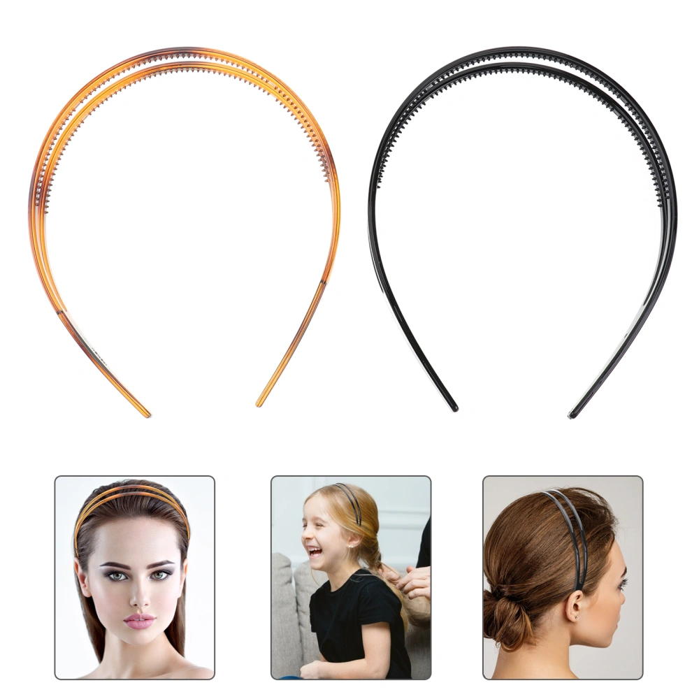 2pcs Toothed Hair Bands Anti-slip Hair Hoops All-match Hair Bands Hair Decoration for Women Girls