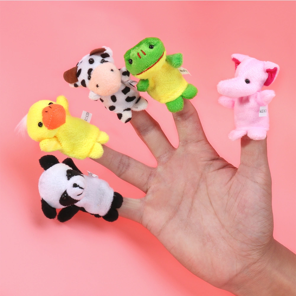 20pcs Cartoon Animal Puppet Toy Finger Baby Plush Toys Children Educational Toys (Hippo, Elephant, Rrabbit, Duc, Cow, Dog, Panda, Bear, Frog, Mouse, Random Color)