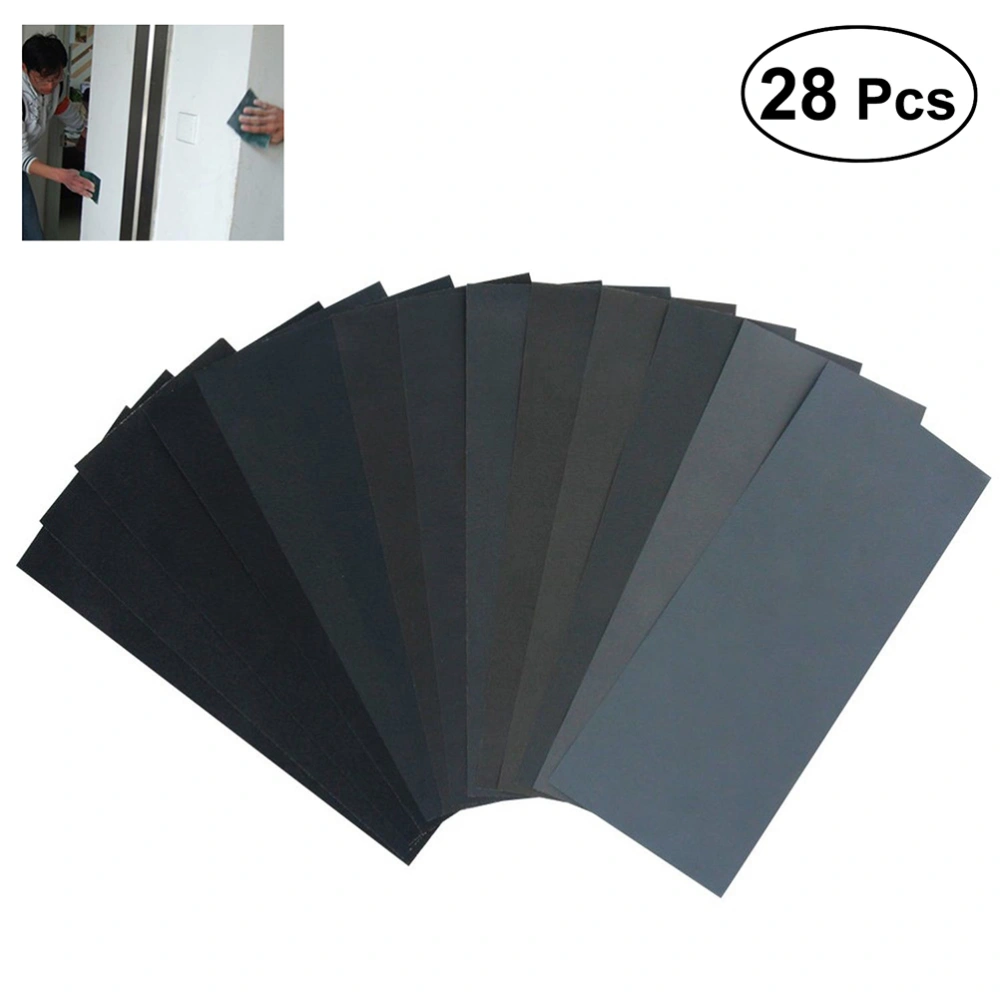 28pcs 120 to 3000 Grit Dry Wet Sandpaper Assortment for Automotive Sanding Wood Furniture Finishing 9 x 3.6 Inch