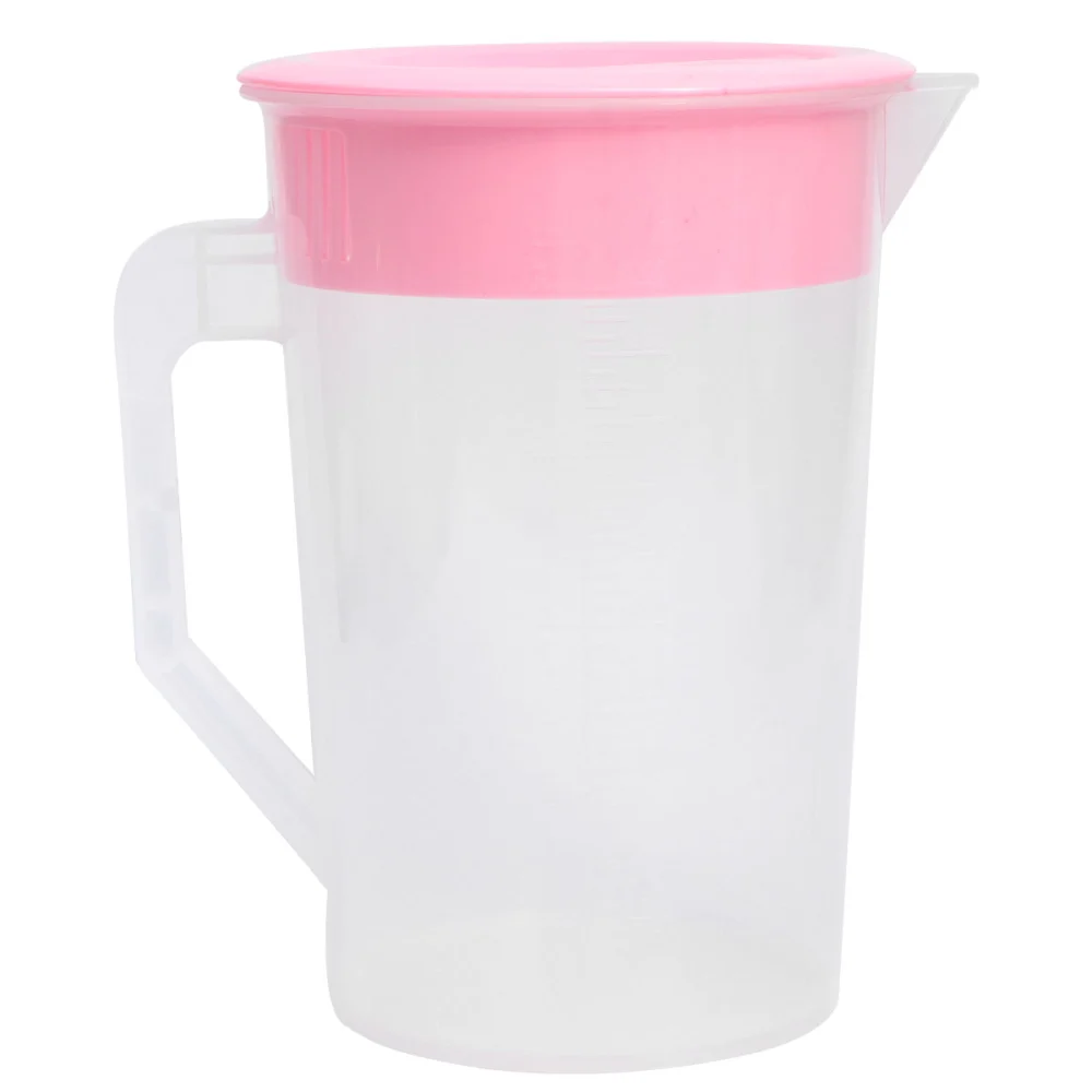 1pc Cold Water Pitcher High Temperature Resistant Plastic Beverage Pitcher with Scale for Storage Water Scented Tea 2L(Pink)