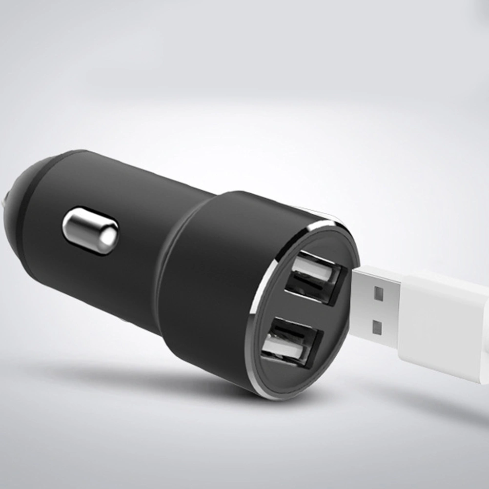 12V 24V Dual USB Socket Full Metal Safety Hammer Car Phone Charger One For Two Car Charger(Black)