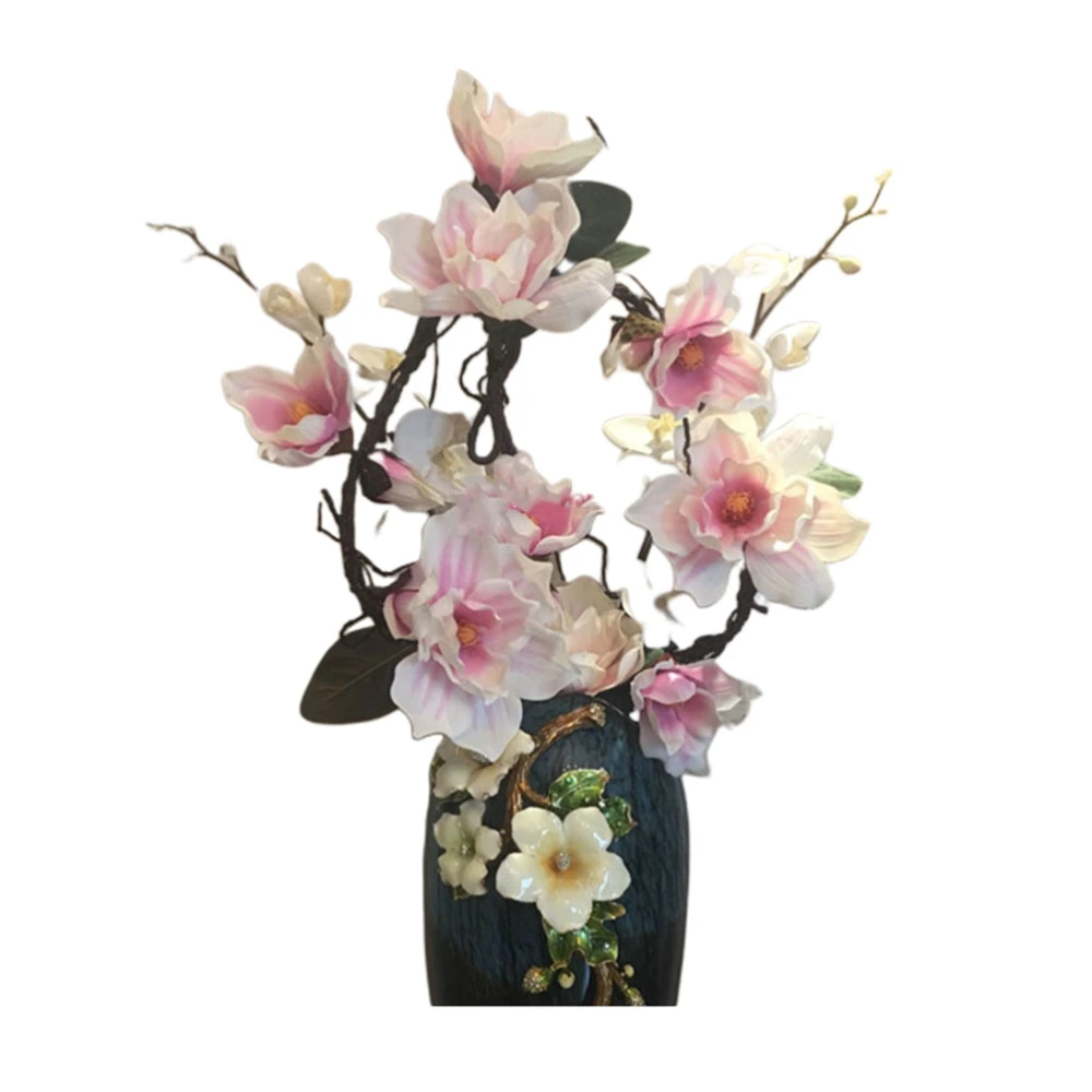 1PC Simulated Flower Rattan Adornment Lifelike Magnolia Ornament Photo Props Artificial Plants for Wedding Home Decoration (Pink)