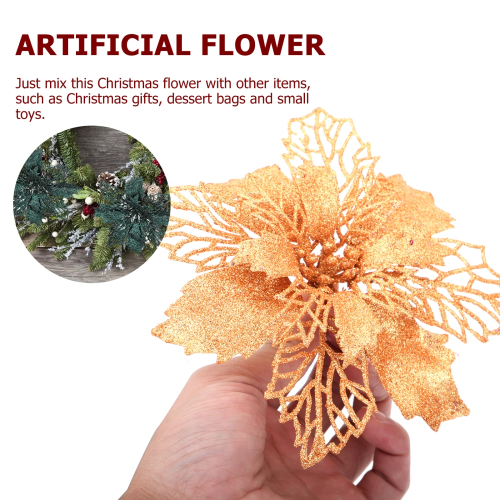 14pcs Glitter Artificial Flower Christmas Flower Table Centerpiece Decoration