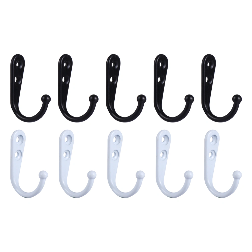 10pcs Zinc Alloy Antique Coat Hooks Heavy Duty Wall Mounted Hanger (Black White)