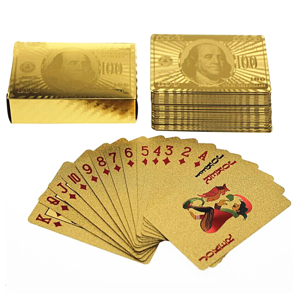 Deck of Gold Foil Dollar Style Poker Playing Cards