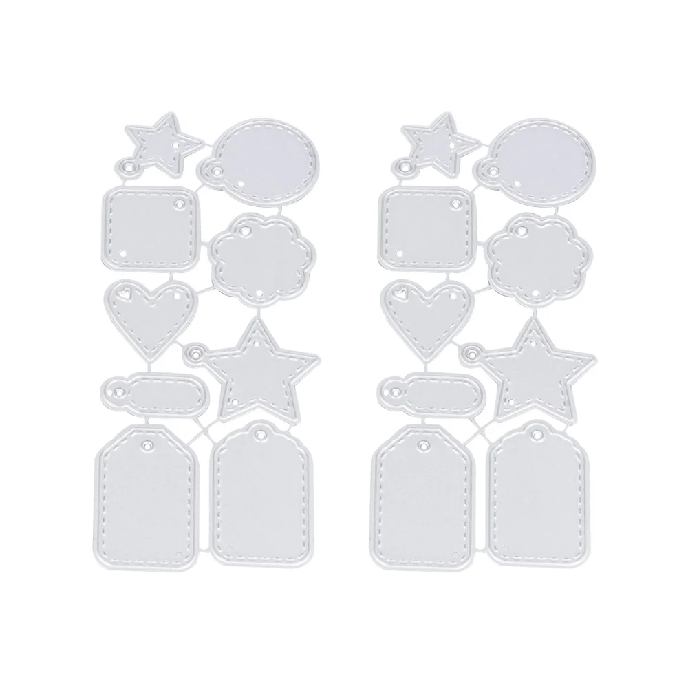 2PCS Handmade DIY Embossing Stencil Various Small Label Pendants Cutting Die Metal Carbon Steel Label Cutting Die Reusable Metal Cutting Stencils for Label Pendant Silver