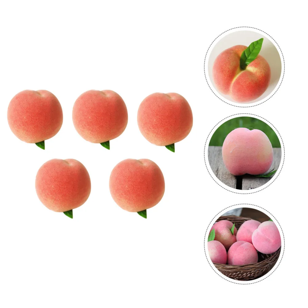 5pcs Artificial Peaches Decoration Delicate Simulation Peaches Fake Fruit