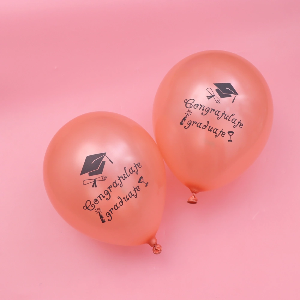 10pcs Graduation Balloon Printing Decor Balloon for Graduate Student Party (Rosy)