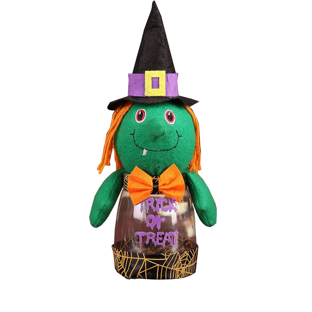 Halloween Candy Bottle Candy Jar Plastic Candy Jar Transparent Halloween Candy Jar (Green Witch)