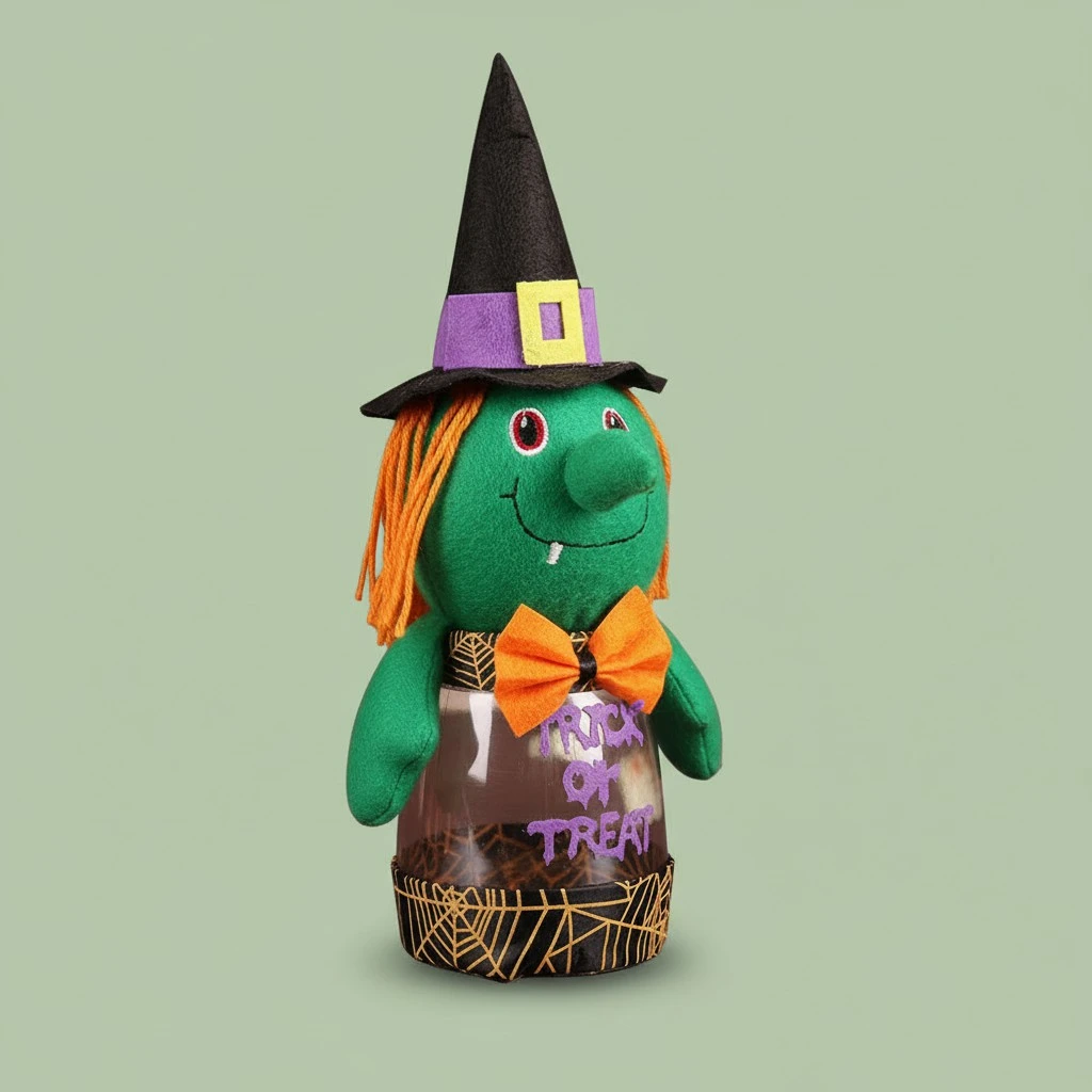 Halloween Candy Bottle Candy Jar Plastic Candy Jar Transparent Halloween Candy Jar (Green Witch)