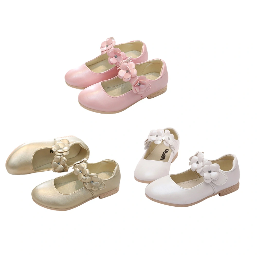 1 Pair Children Sole Shoes Fashion Flower Shoes Kids Adorable Shoes Shoes (Golden, Size 32, EU31, US13, UK12.5)