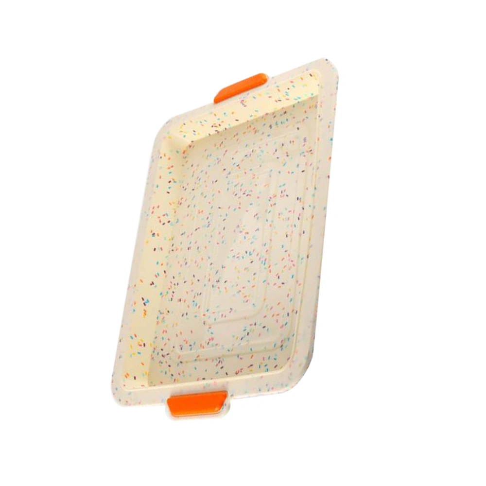 Colorful Silicone Tray Portable Storage Cake Biscuit Bread Baking Tray for Home Store (Colorful Dots, Double Color Square Tray)