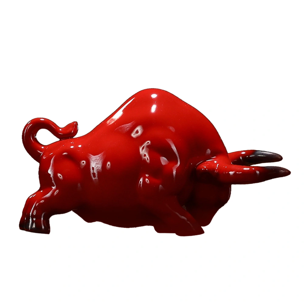 Ceramic Zodiac Ox Ornament Sculpture Table Decor for Living Room Office