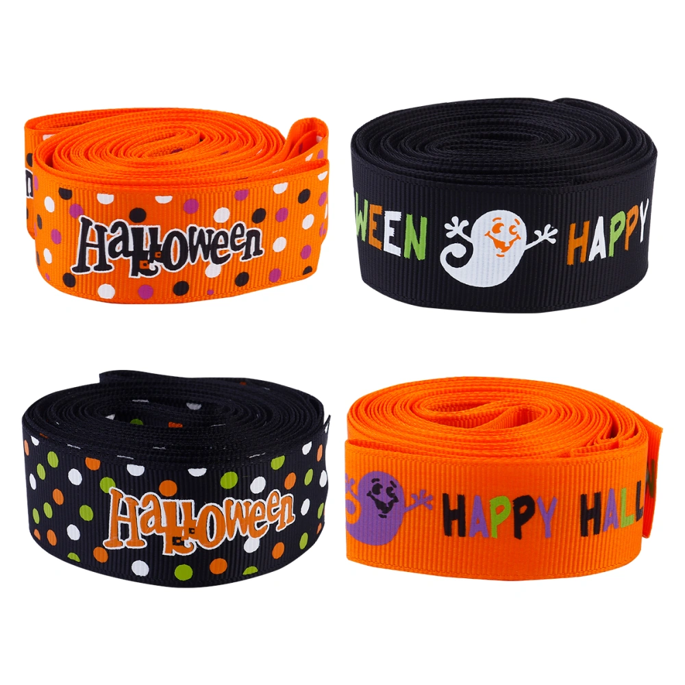 4Pcs Creative Halloween Ribbons Bowknot Material Fabric Ribbon for DIY Crafts