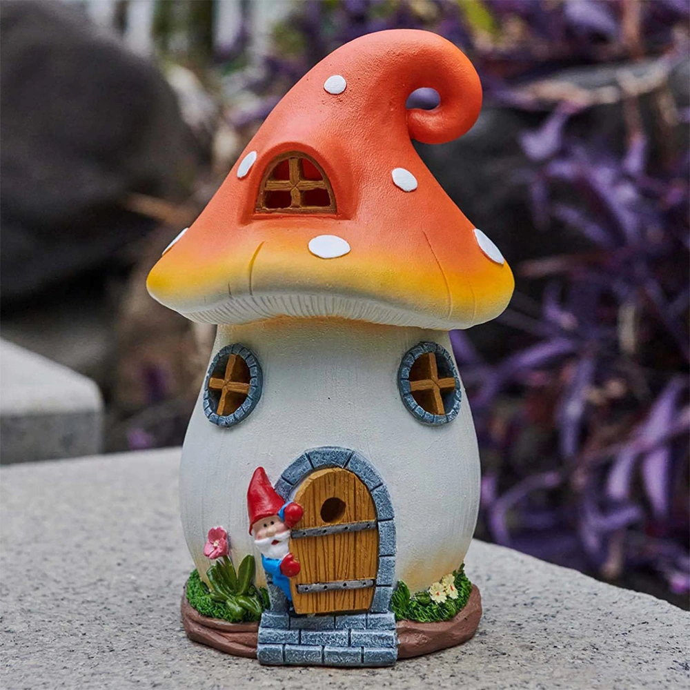 Solar Statue Decoration Mushroom House Lawn Lamp Resin Garden Yard Decoration