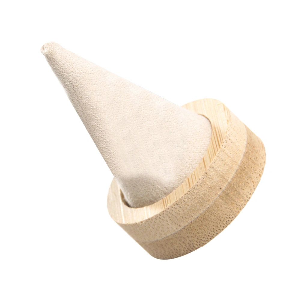 1pc Bamboo Ring Display Stand Round Base Cone Ring Holder Jewelry Display Rack (Beige)