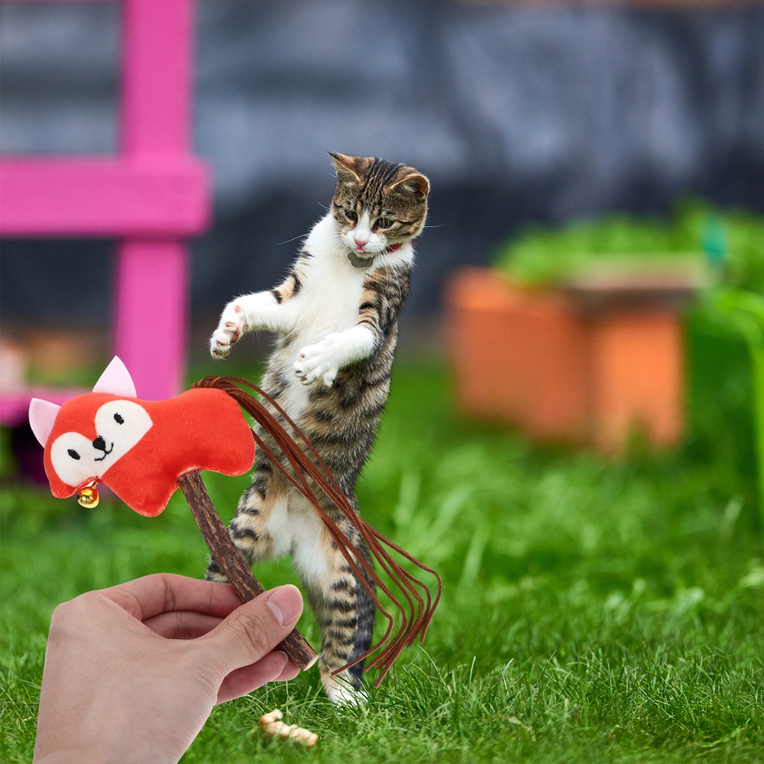 Plush Animal Cat Wand Cat Interactive Toy Kitten Teaser Stick Toy Cat Wand Catnip Toy for Cats