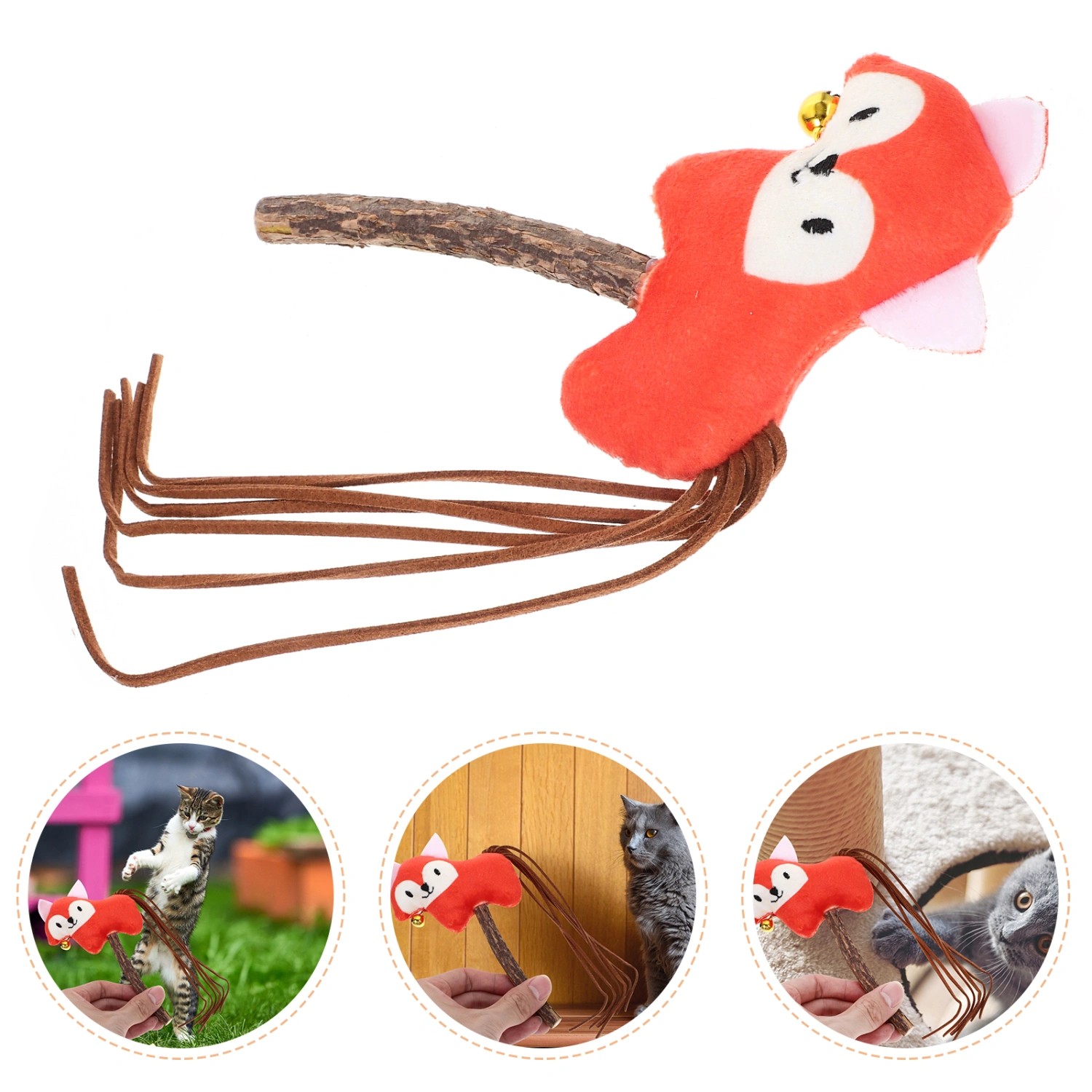 Plush Animal Cat Wand Cat Interactive Toy Kitten Teaser Stick Toy Cat Wand Catnip Toy for Cats