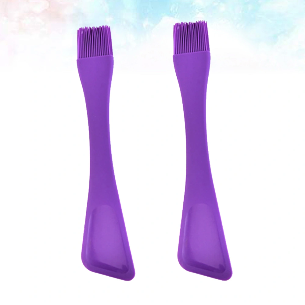 2pcs Kitchen Gadget Dual Head Cake Spatula Silicone Oil Brush Baking Tool for Home (Purple)