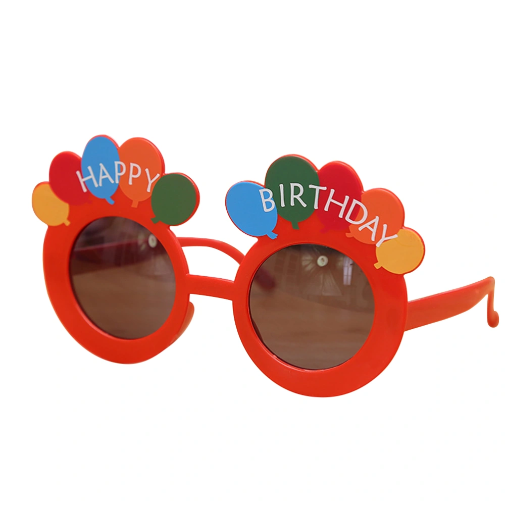 Happy Birthday Balloons Round Lens Party Sunglasses Fun Boys Girls Birthday Props (Red)