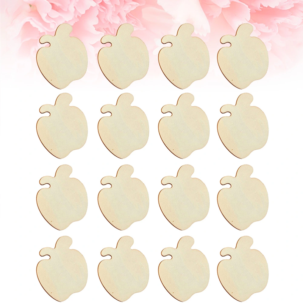 60PCS Christmas DIY Painting Wood Slices Apple Shape Unfinished Natural Wooden Pendant Accessories for Children