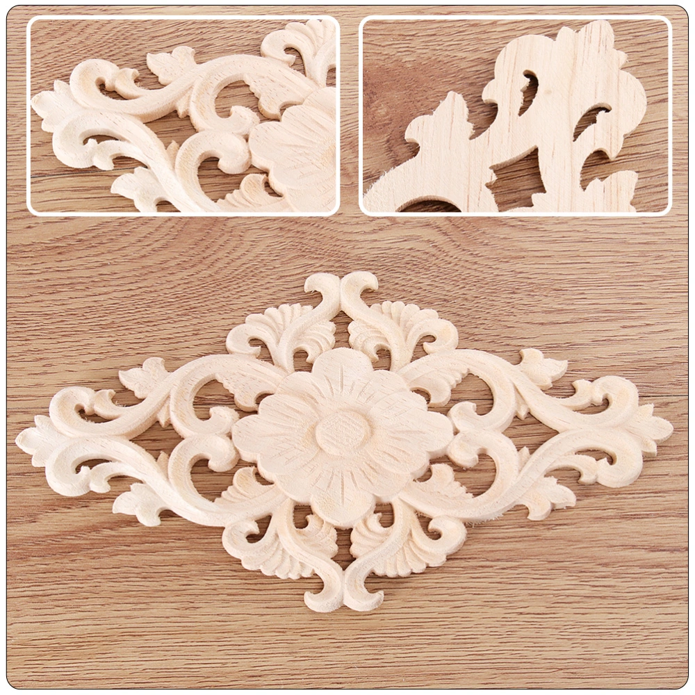 4pcs Furniture Wood Carving Decorations Door Head Carving Flowers Wood Applique