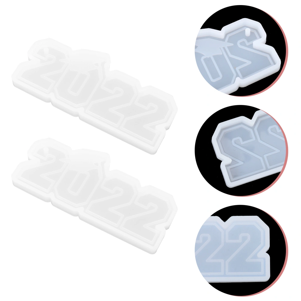 2 Pcs Silicone Key Chain Pendant Mold Graduation Themed Key Ring Pendant Mold