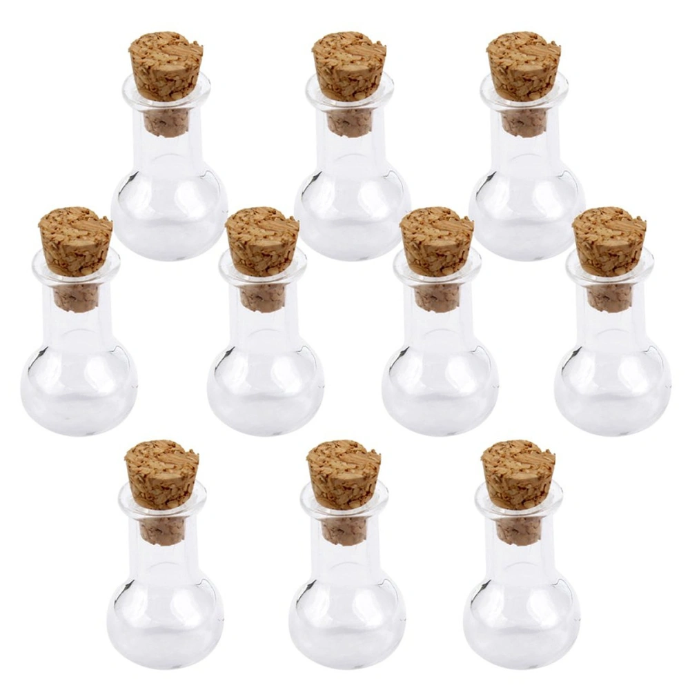 10pcs Bulb Shape Mini Glass Bottles Jars with Cork Wish Note Craft Bottle (Clear)