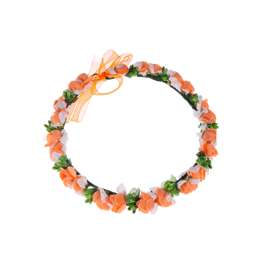 Girl Handmade Wreath Headband Rattan Simulation Berry Floral Decoration Hair Loop Wreath Headband Hair Accessories for Children (Strawberry Single Row Orange Headband Orange)