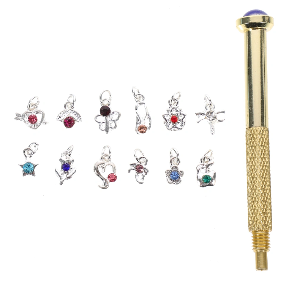 1 Set Nail Piercing Pendant Set Nail Art Piercing Tool Dangle Nail Charm Set