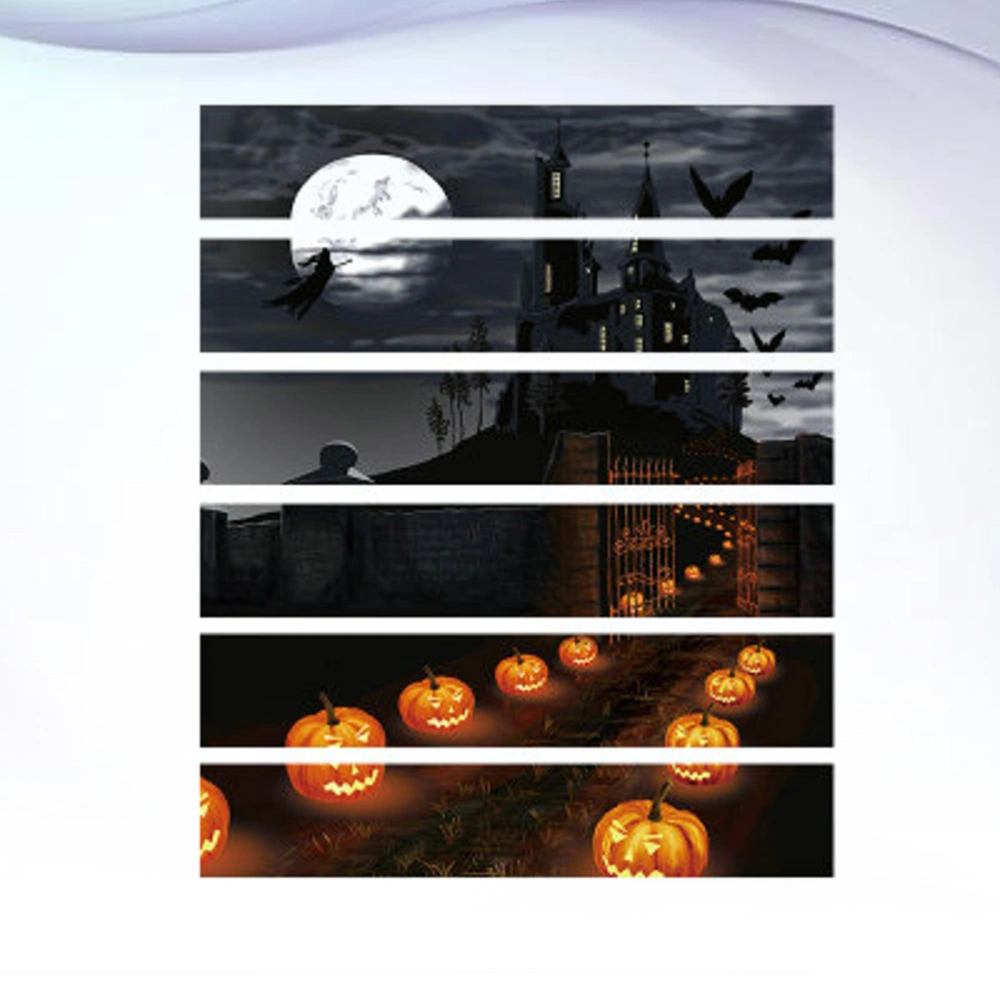 Halloween Theme Stair Sticker Self Adhesive Old Castle Scary Decoration Staircase Decal for Home Store Hotel (LT002)