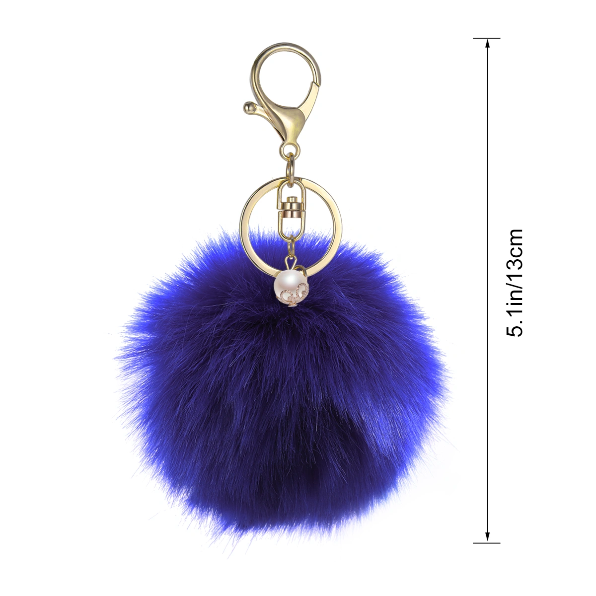 Solid Color Fluffy Ball Pom Pom Ball Key Ring Charms Pendant for Handbag Keychain Car (Blue)