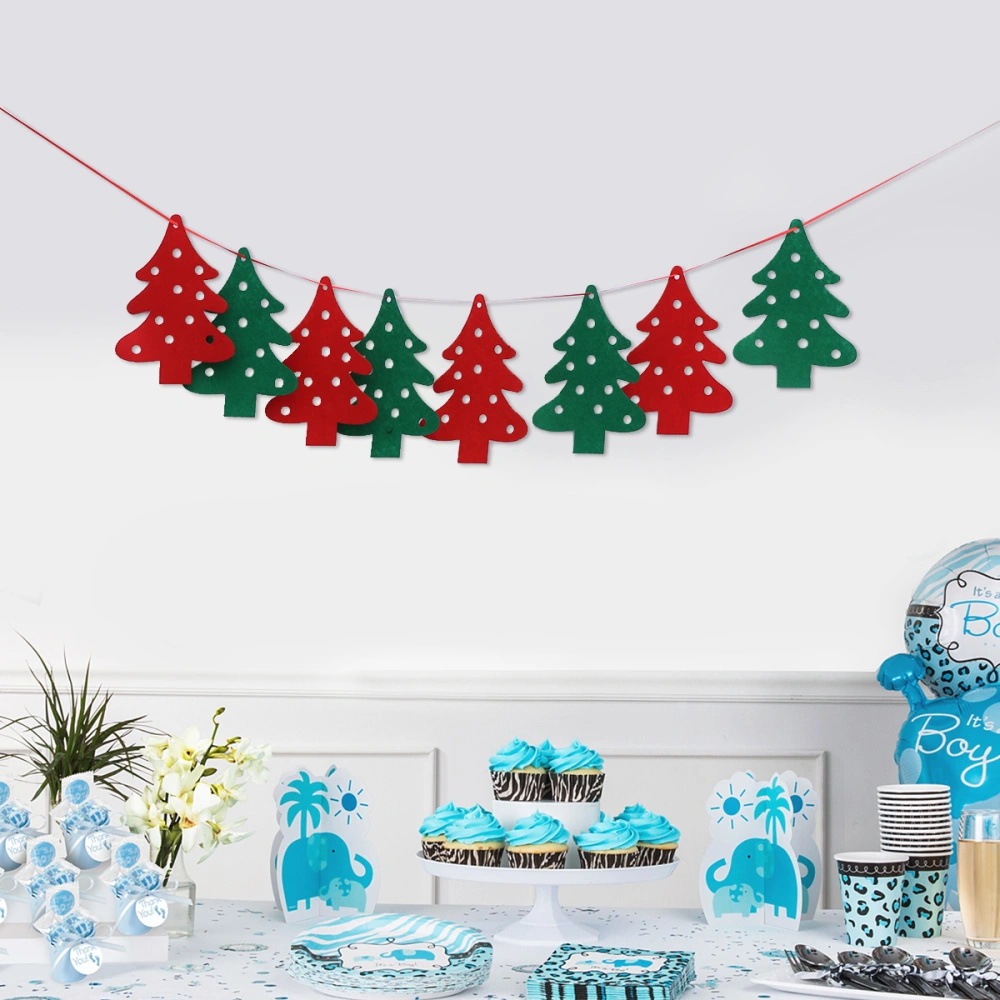 2.8m Christmas Tree Shaped Banner Felt Bunting Garland Holiday Kids Room Home Hanging Decoration