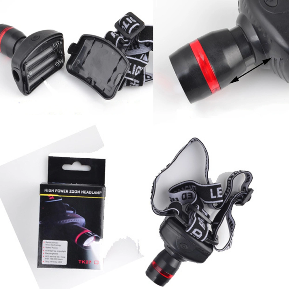 High Power Zoom LED Headband Headlamp 3W Indoor Outdoor Head Light (Black)