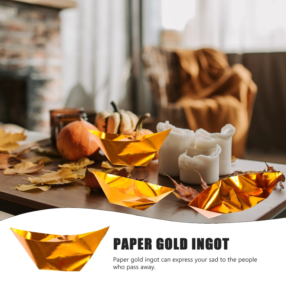 300 Sheets Paper Folding Gold Ingot Handmade DIY Worship Gold Ingot Burning Paper