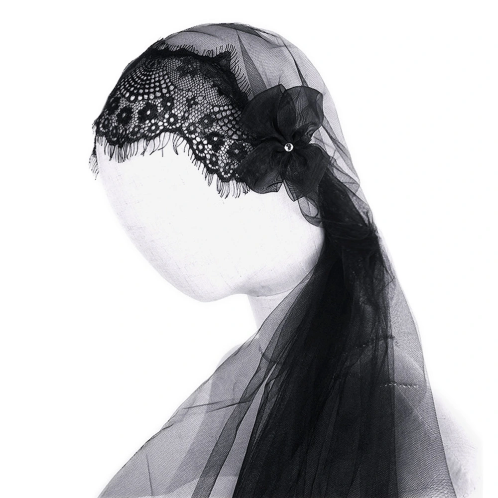 Black Muslim Bridal Veil Arab Wedding Veil Lace Hair Accessories Dress Up Props for Photography