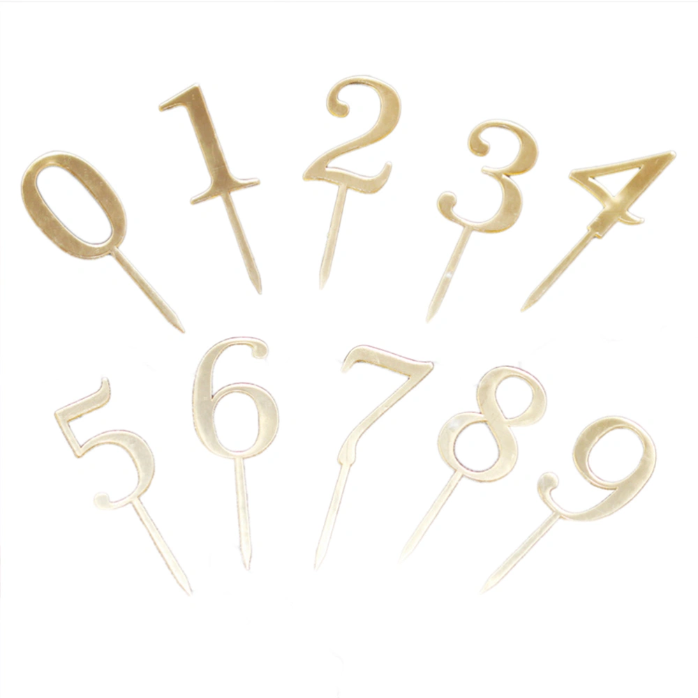 10 Pcs Gold Acrylic Numbers 0-9 Cake Toppers Table Numbers for Wedding Anniversary or Birthday Party Decorations (Golden)