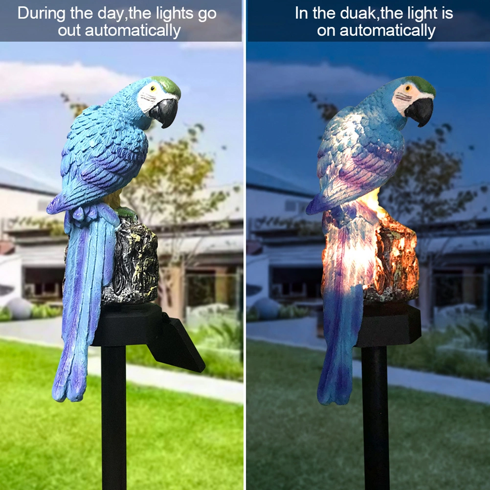 Solar Ground Plug Light Parrot Design Solar Power Waterproof Lamp Yard Driveway Landscape Light for Outside Outdoor (Blue, Warm Light)