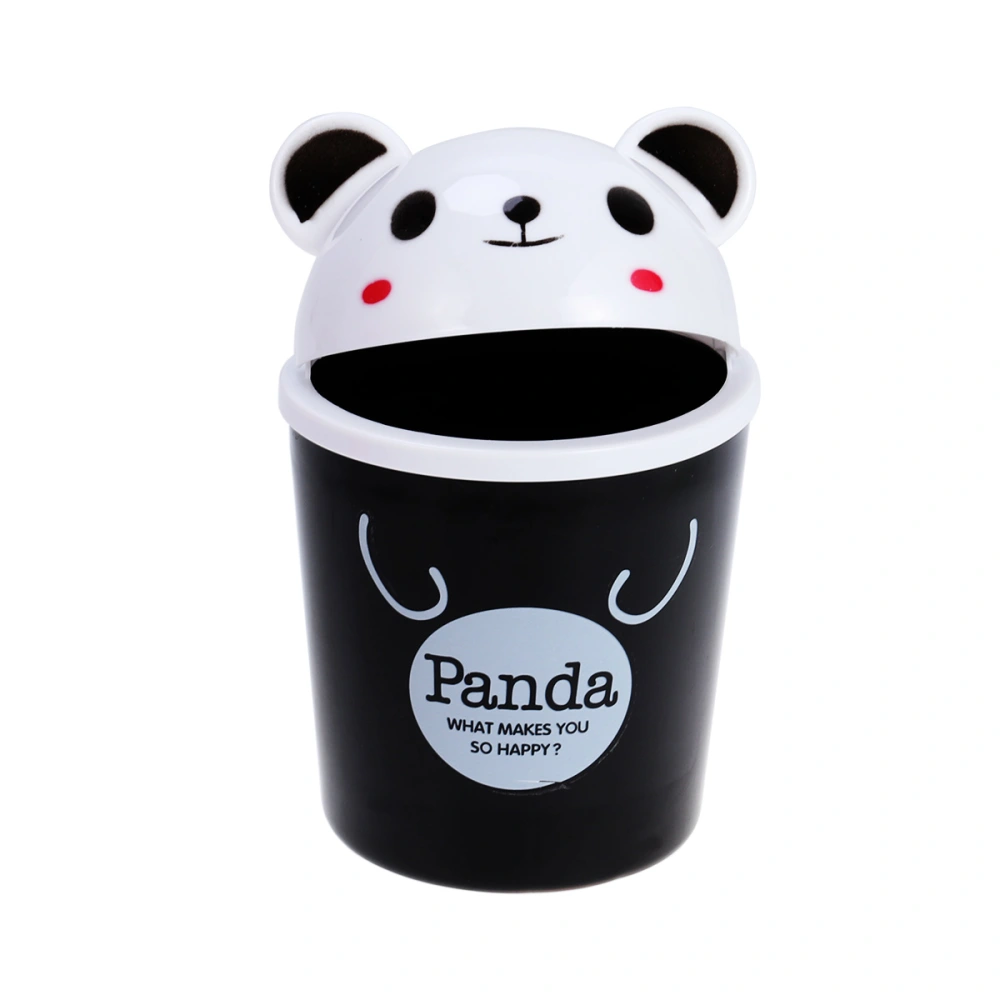 Panda Trash Can Mini Desktop Waste Bin Garbage Organizer Litter Holder (Black #C065F#)