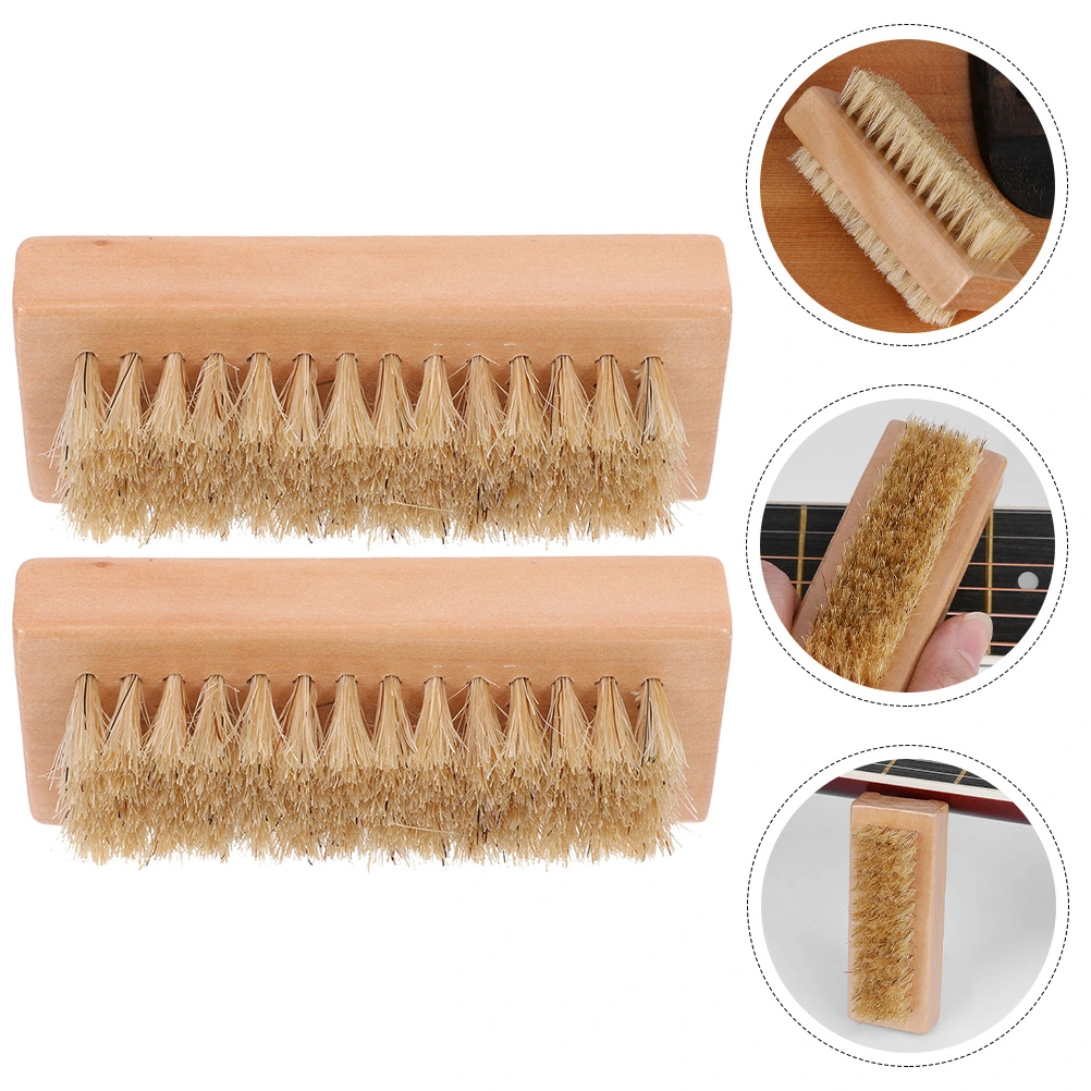 2Pcs Guitar Cleaning Brushes Ukulele Guzheng Dust Brushes Sided Bristles Brushes