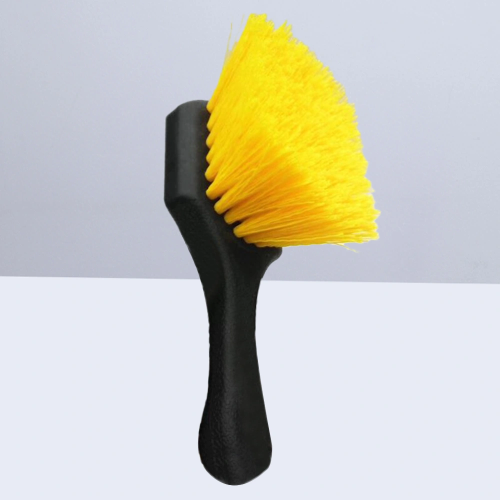 Vehicle Washing Brush Car Tire Rim Scratch-Free Cleaning Brush Car Wheel Wash Handle Brush Tool (Yellow)