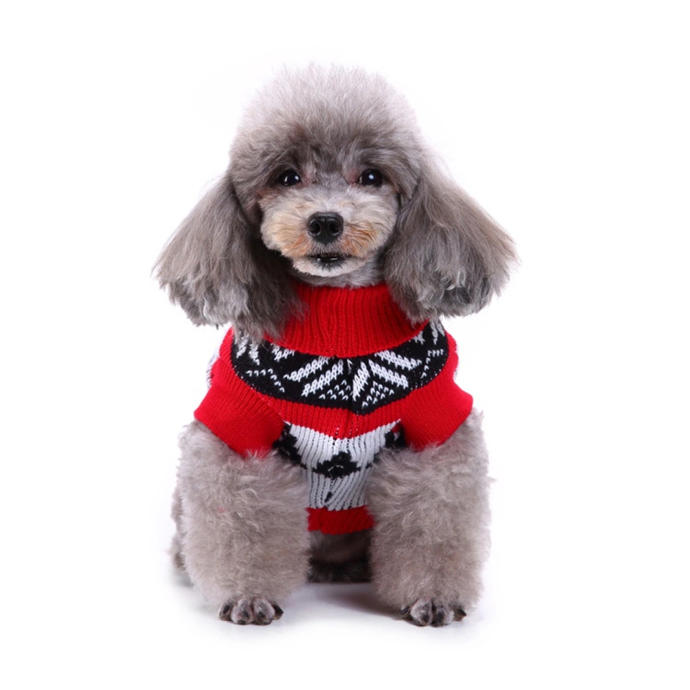 Christmas Turtleneck Knitted Sweater Durable Pet Winter Dog Sweater Puppy Cloth Pet Costume Pet Dog Sweater Supply (Red, M)