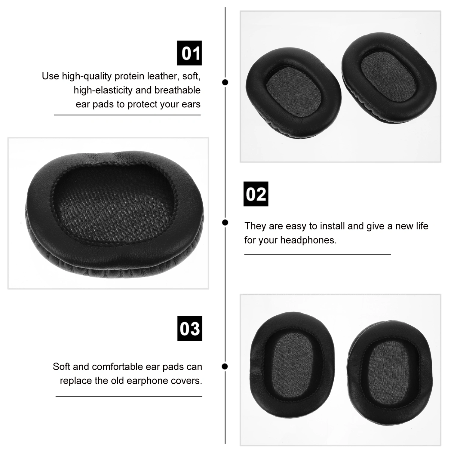 2 Pcs Headset Covers Ear Pads Compatible for ATH-MSR7 ATH-M50 ATH-M50cwh