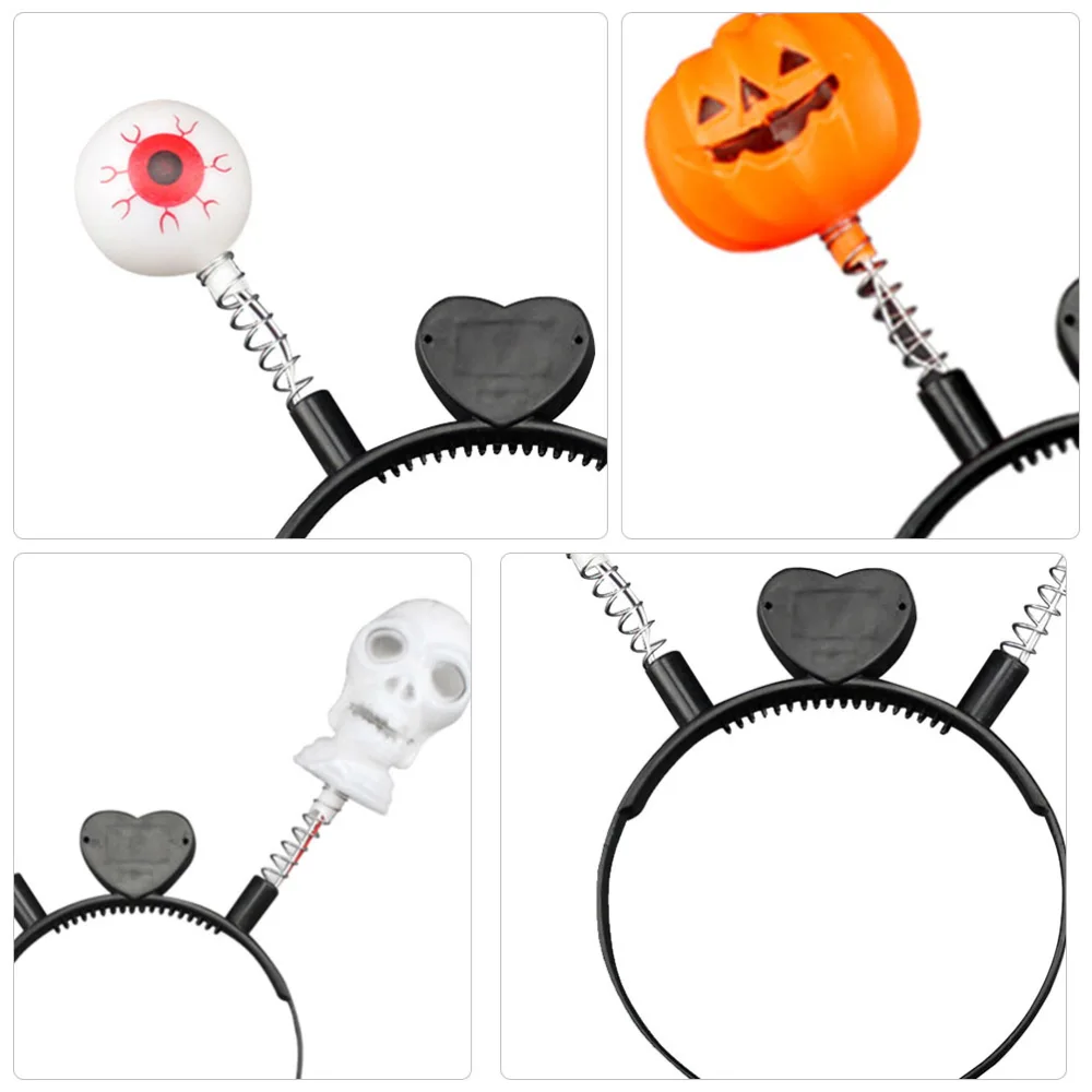 3Pcs Halloween Glowing Headband Flashing Eyeball Pumpkin Headband Party Props Random Style