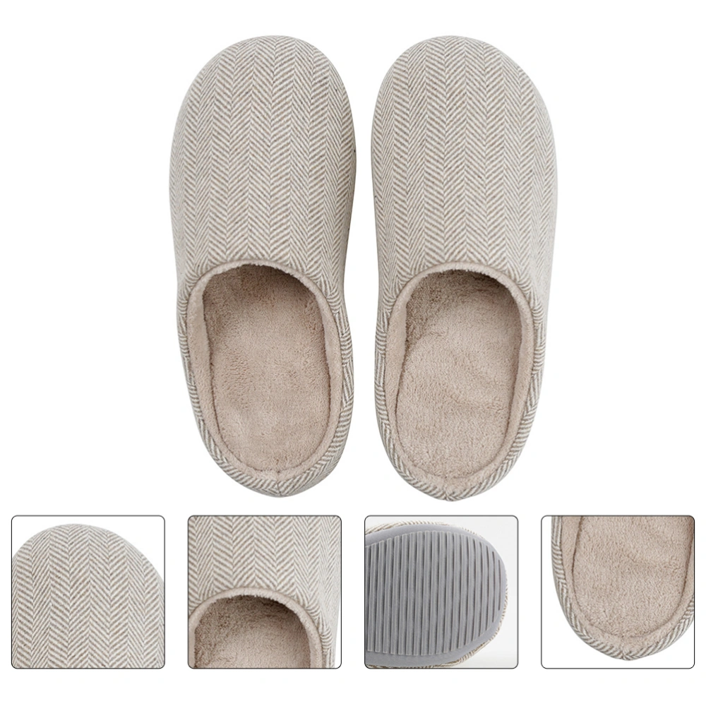 1 Pair Winter Indoor Warm Slippers Non-skid Slippers Simple Pure Color Slippers