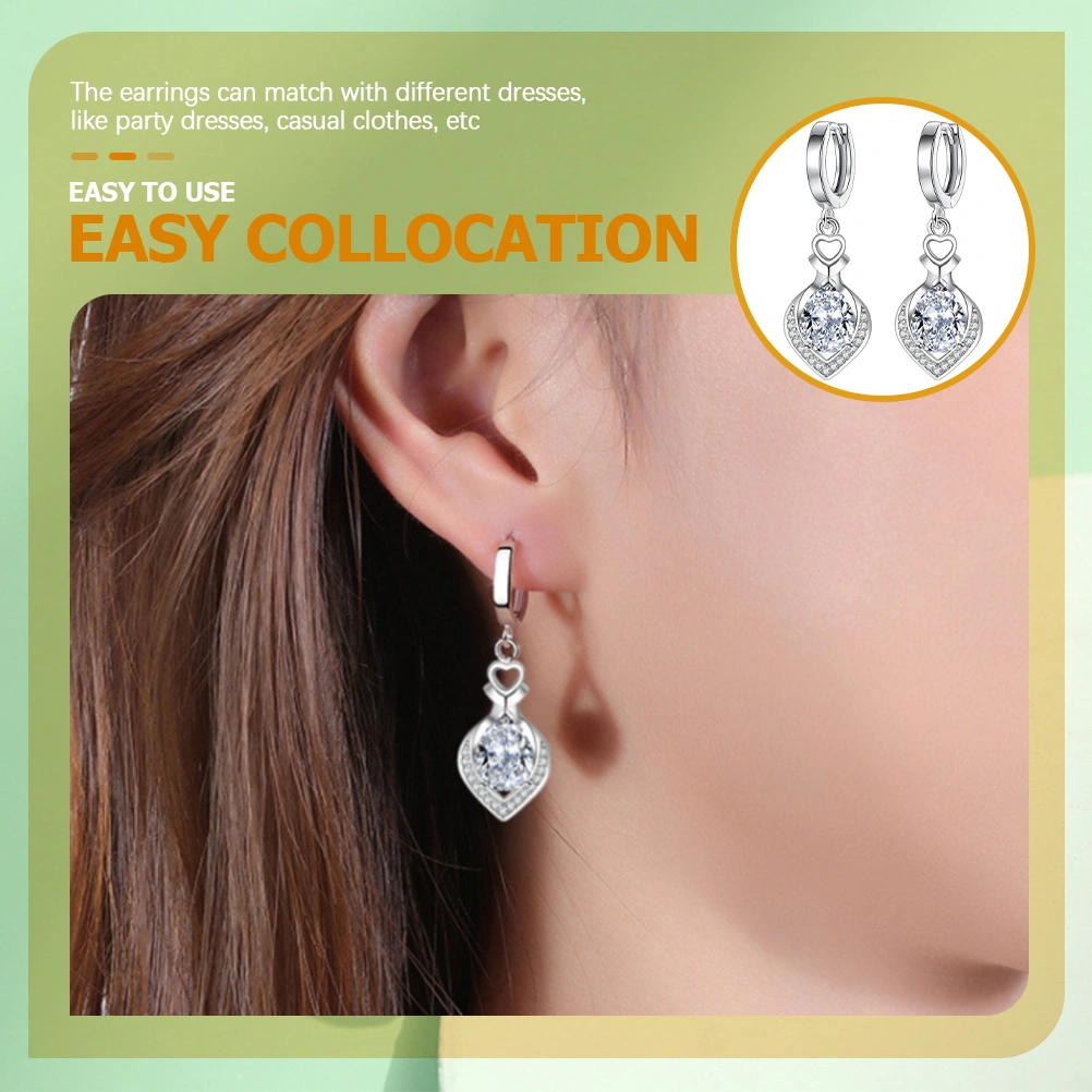 1 Pair Diamond Dangle Earrings Water Drop Earrings Chic Ear Jewelries