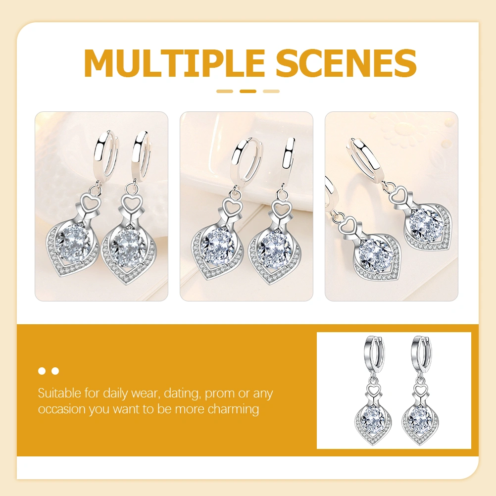 1 Pair Diamond Dangle Earrings Water Drop Earrings Chic Ear Jewelries
