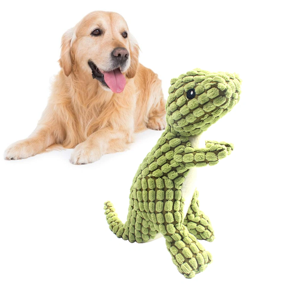 Pet Dinosaur Shape Plush Chew Molar Squeaky Toys for Dogs Puppy Toys to Clean the Teeth (Green)