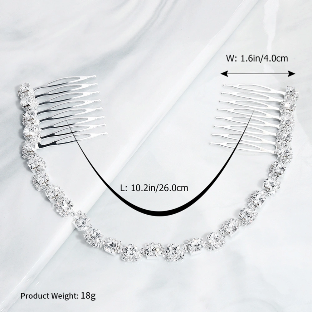 1 Pc Chic Crystal Hair Adornment Sweet Head-wear Charming Comb (Silver)