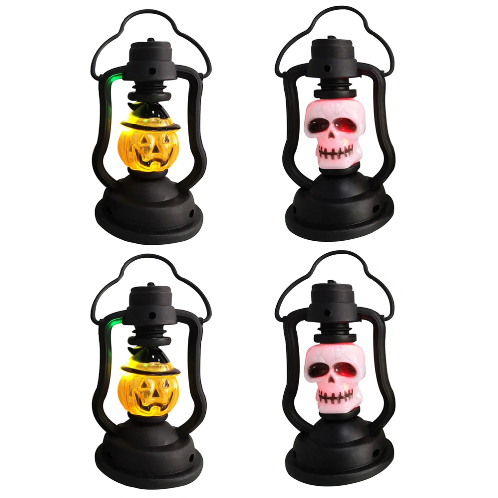 4pcs Halloween LED Night Lamp Pumpkin Skull Head Portable Lamp (Random Color)